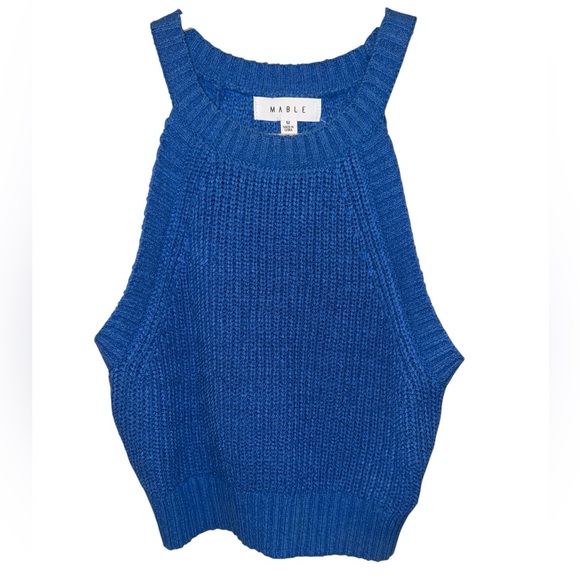 MARBLE Vibrant Blue Knit sweater tank top - Picture 1 of 5